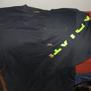 Ariat Black Long Sleeve Pocket Tee with Neon Green Sleeve Logo